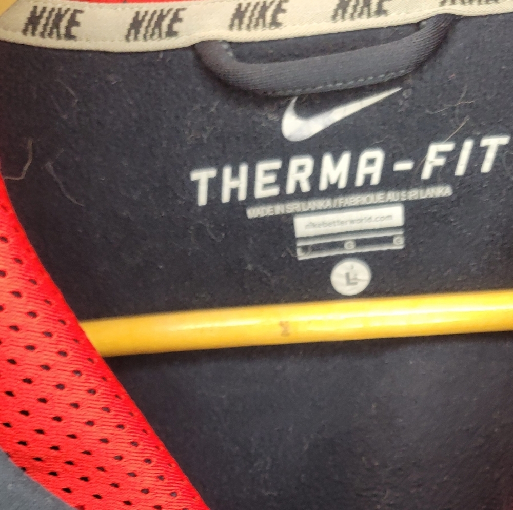 Nike Therma-Fit Hoodie - Navy Blue with Coral Swoosh - Size Large - Picture 3 of 3